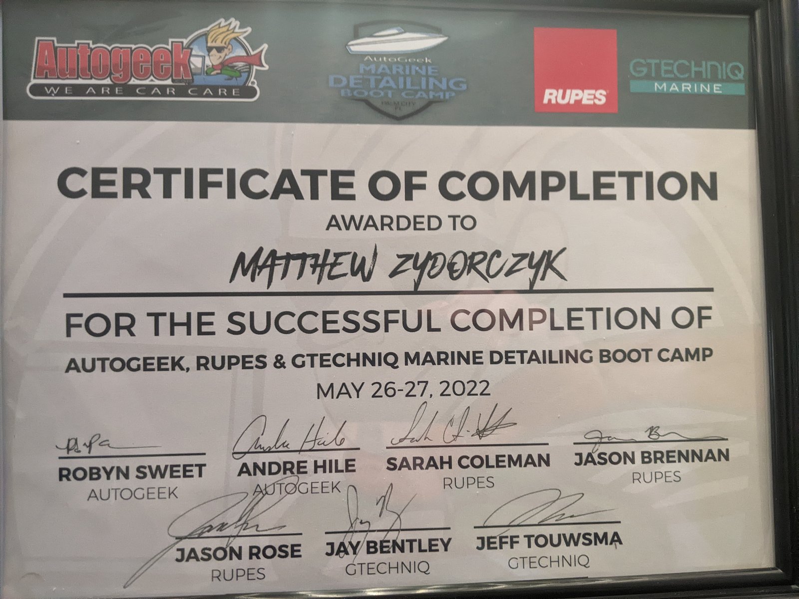 autogeek rupes gtechniq marine training and certification